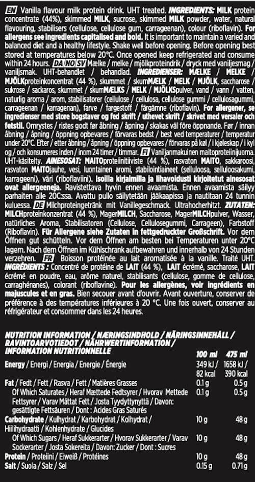 Boissons protéinées - Protein XL Shake - Vanille Pack de 12 3/4