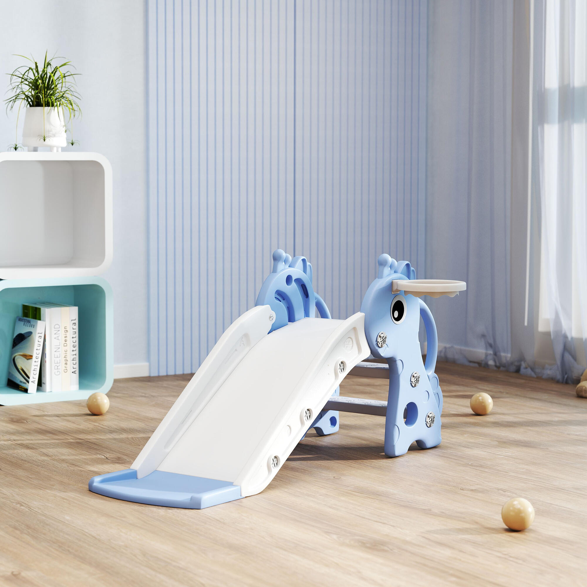 Tobogán Infantil AIYAPLAY 106x51.5x52 cm Azul 5/5