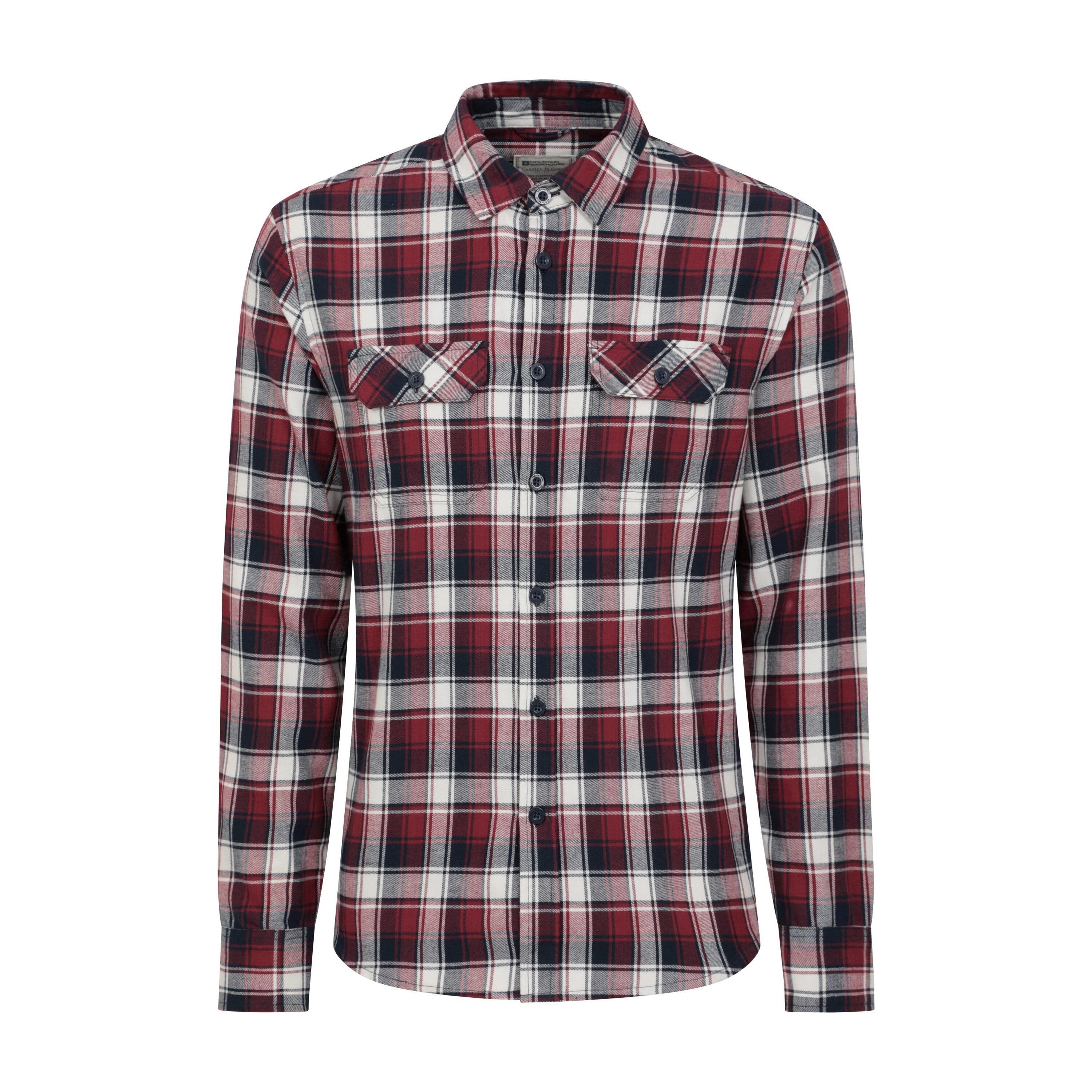 MOUNTAIN WAREHOUSE Mens Trace Flannel LongSleeved Shirt (Burgundy)