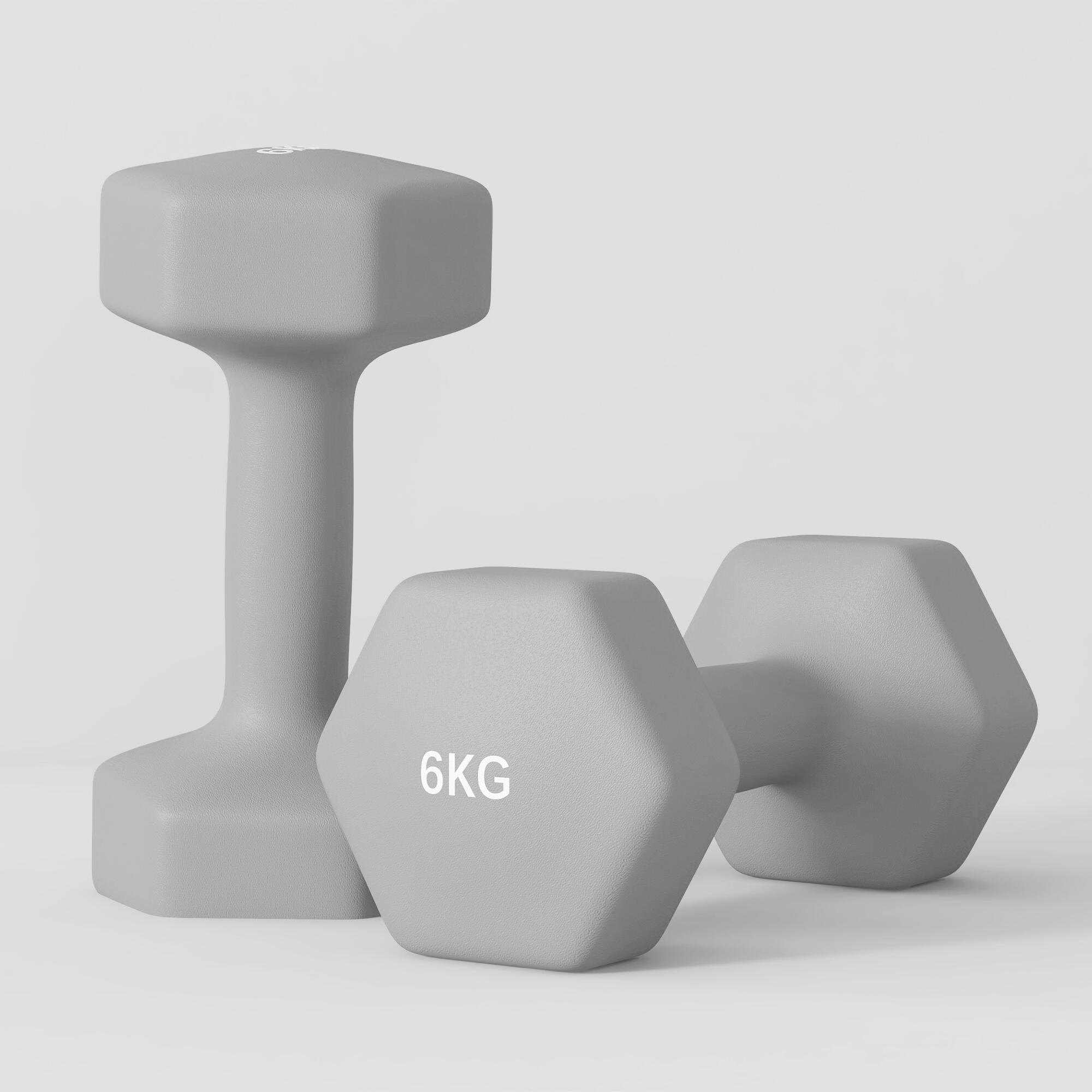 SPORTNOW Conjunto de Halteres Hexagonais 2 x 6 kg Revestidos em Plástico 4/5