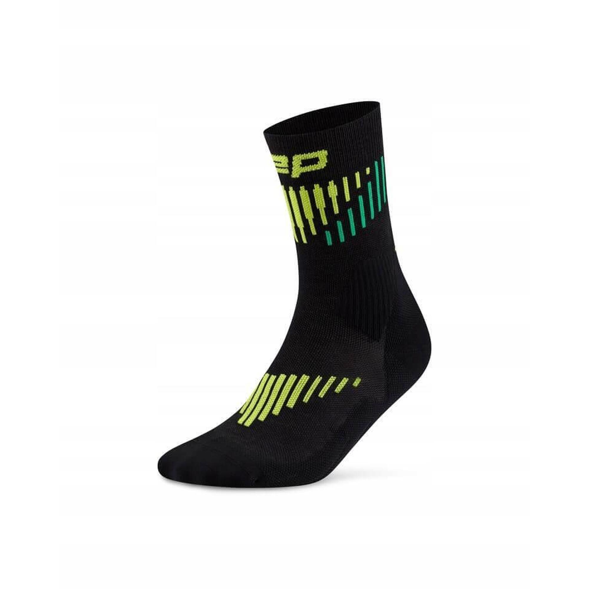 Șosete compresie CEP Core Run Merino Mid Cut - negru/lime | alergare vreme rece