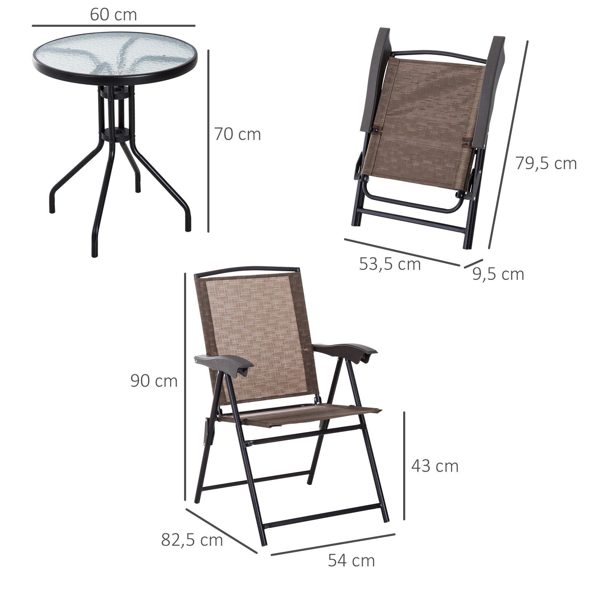 Conjunto Móveis de Jardim Outsunny Ф60x70 cm / 82.5x54x90 cm Marrom 3/7