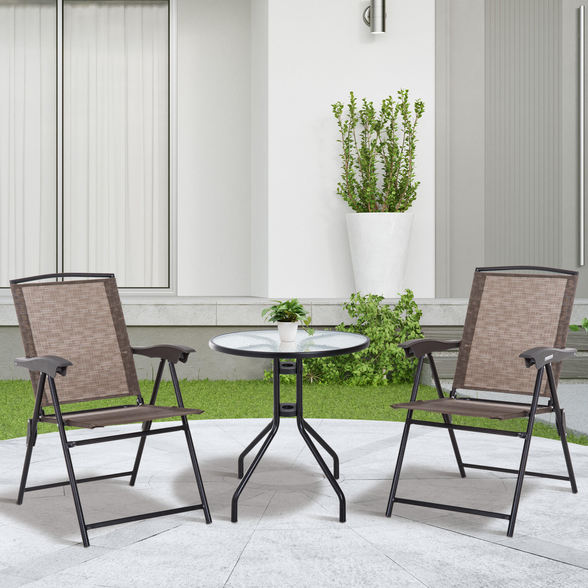 Conjunto Móveis de Jardim Outsunny Ф60x70 cm / 82.5x54x90 cm Marrom 2/7