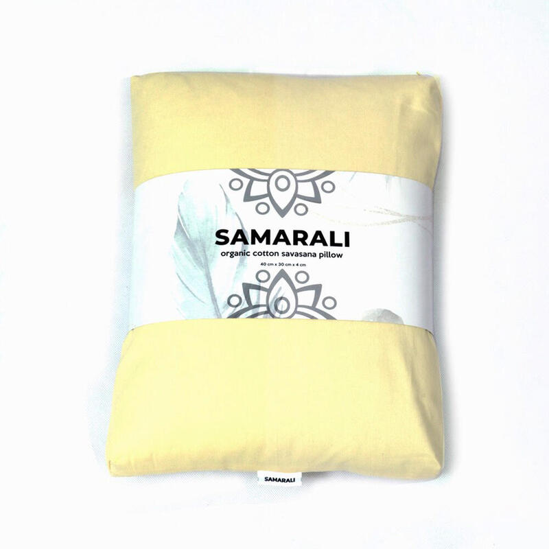 Pernă Savasana pentru yoga, suport gât – bumbac organic și kapok, 40x30x4,5 cm