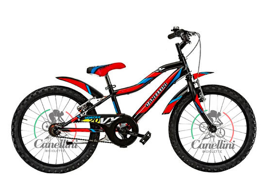 Vélo Enfant VTT Canellini VORTEX 20" 1V - Noir/Rouge/Bleu