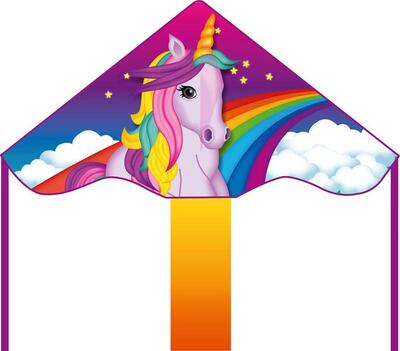 Kindervlieger hq simple flyer 85 unicorn 102139 regenboog 85 x 42 cm