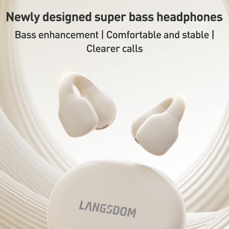 Langsdom TS03 Pro draadloze Bluetooth clip-on-oortelefoon (beige) 2/7