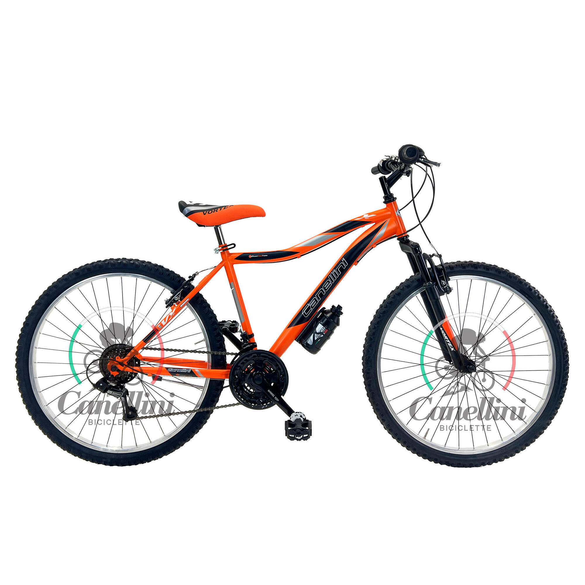 Canellini - Vélo Enfant Vtt Canellini Vortex 26" 18v - Orange/noir - Vélo Enfant - Noir|orange - 26" - Decathlon