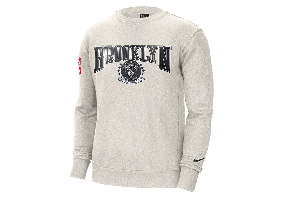 Bluza męska nike nba brooklyn nets fleece courtside 75 crewneck birch heather