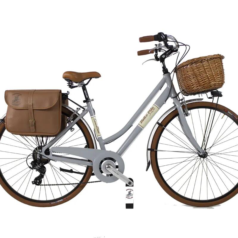 City bike Dolce Vita by Canellini woman with bags and basket - Grey