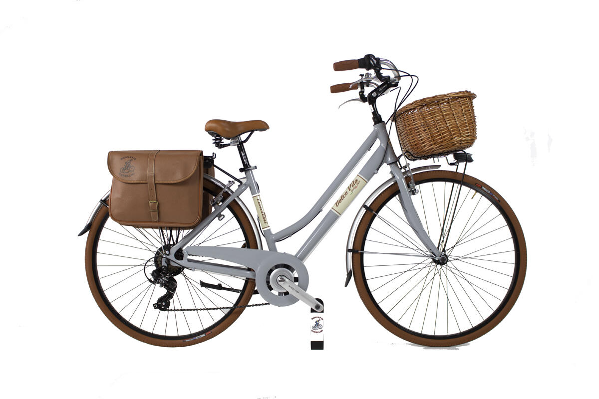 CANELLINI Bicicleta urbana Dolce Vita by Canellini mulher com bolsa e cesto - Cinzento