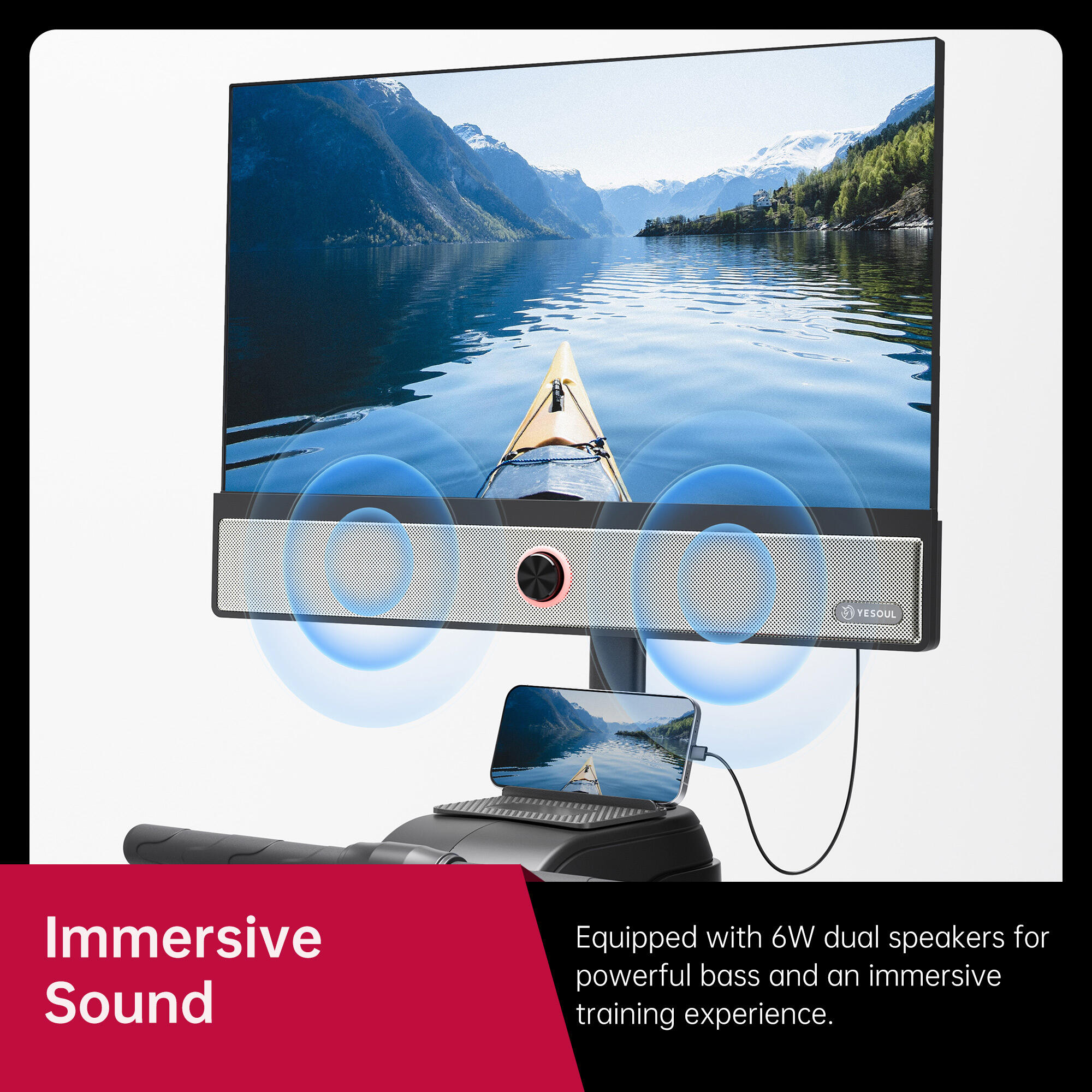 Rameur pliable YESOUL R1 Plus avec écran LED-FHD 21,5" 4/7