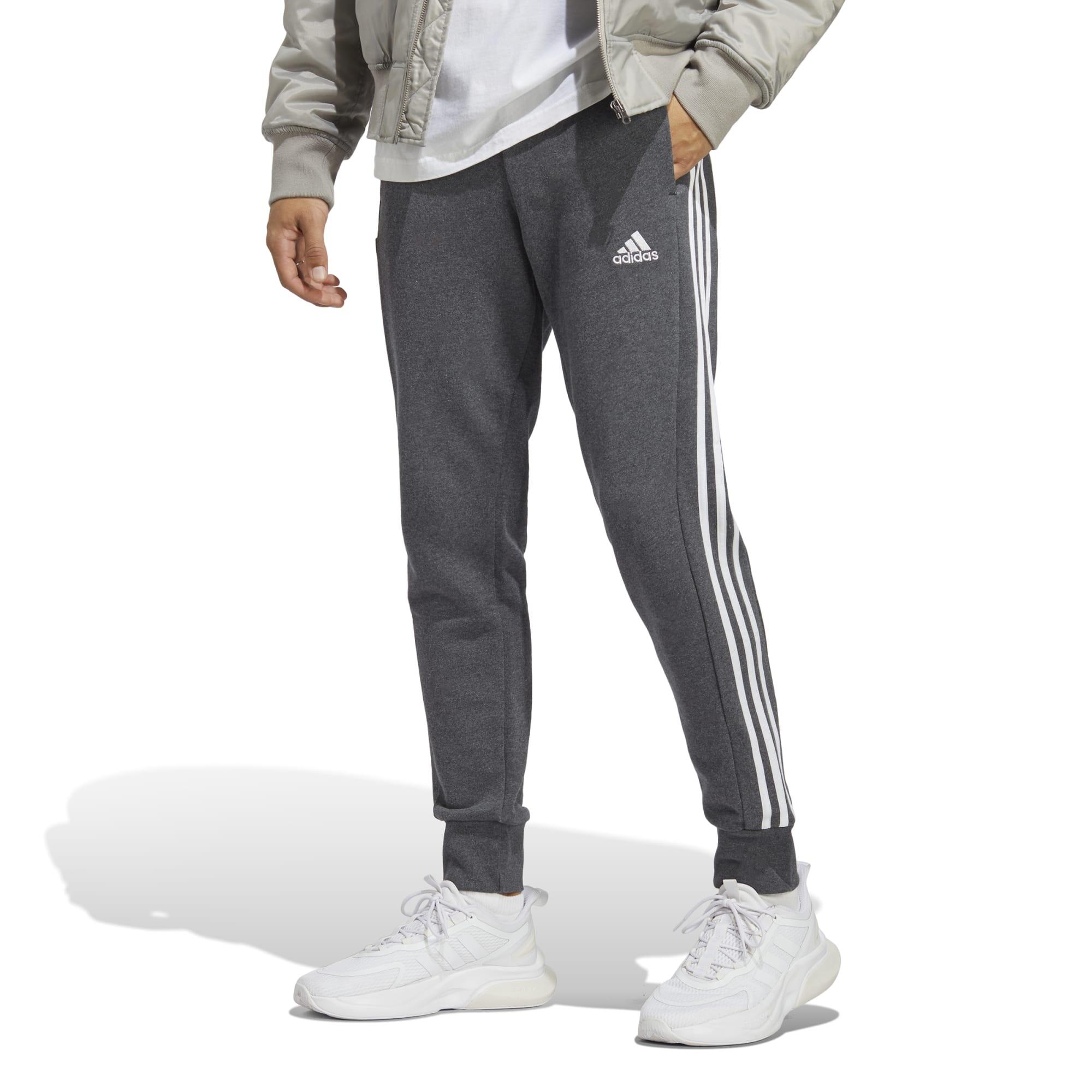 Adidas - Pantalon Hommes Adidas Essentials French Terry Tapered Cuff 3-stripes Gris - Pantalons - Blanc|gris - S - Decathlon