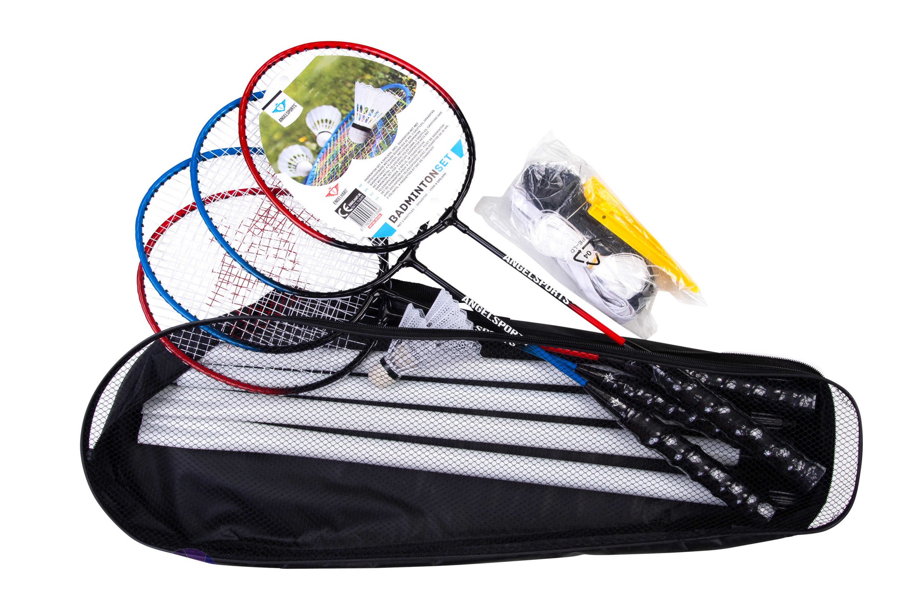Set de bádminton Engelhart con red portátil para 4 jugadores 4/4