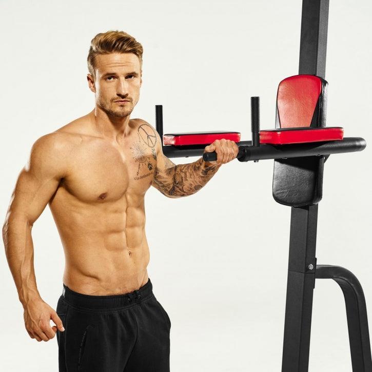 STATION DE TRACTION MULTIFONCTION NOIR ROUGE | MUSCULATION 6/7