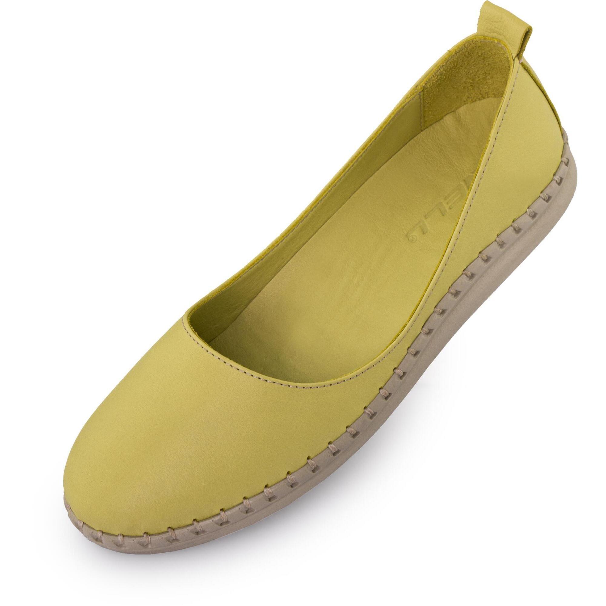 Baleriny damskie NELL Sunny skórzane — limonka, roz. 38