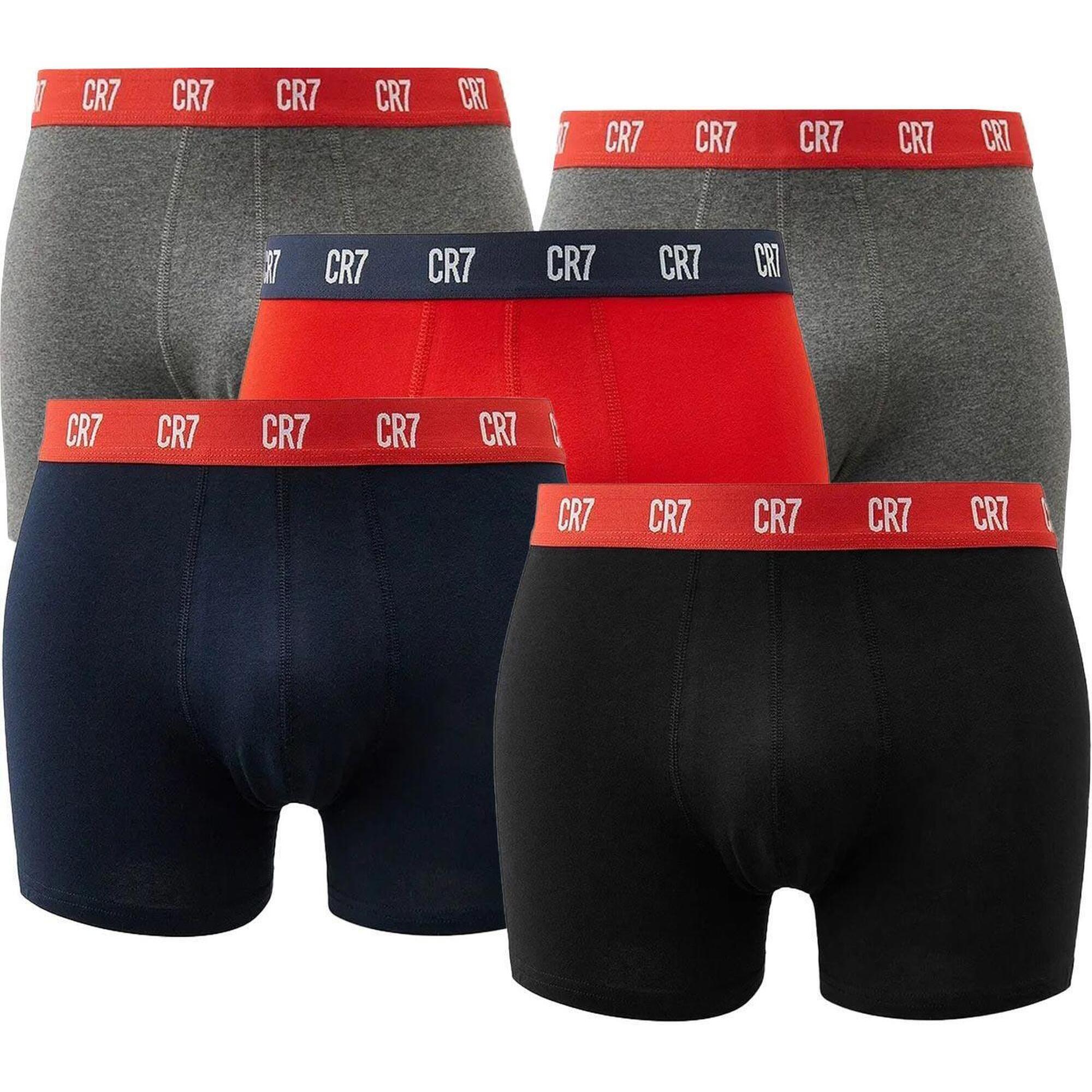 Cr7 Cristiano Ronaldo - Cr7 Lot De 5 Boxers Homme — Gris/bleu Marine/rouge, S - Slip Shorty - Bleu|gris|mauve|rouge - Decathlon