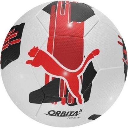Piłka nożna Puma Orbita 5 Fusion biało-czerwono-czarna 84331 04