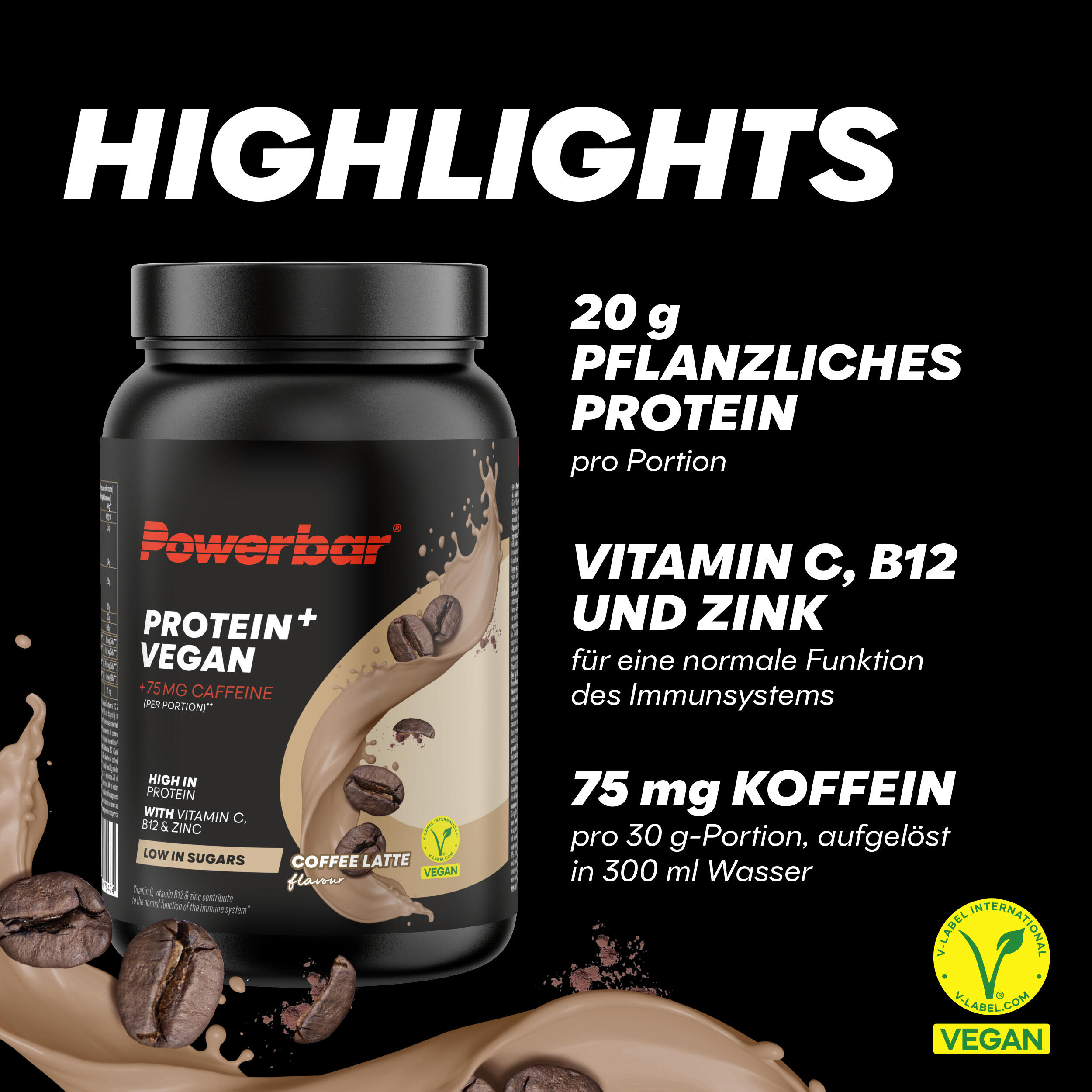 Protein Plus Vegan Immune Support 570g Coffee Latte 4/7