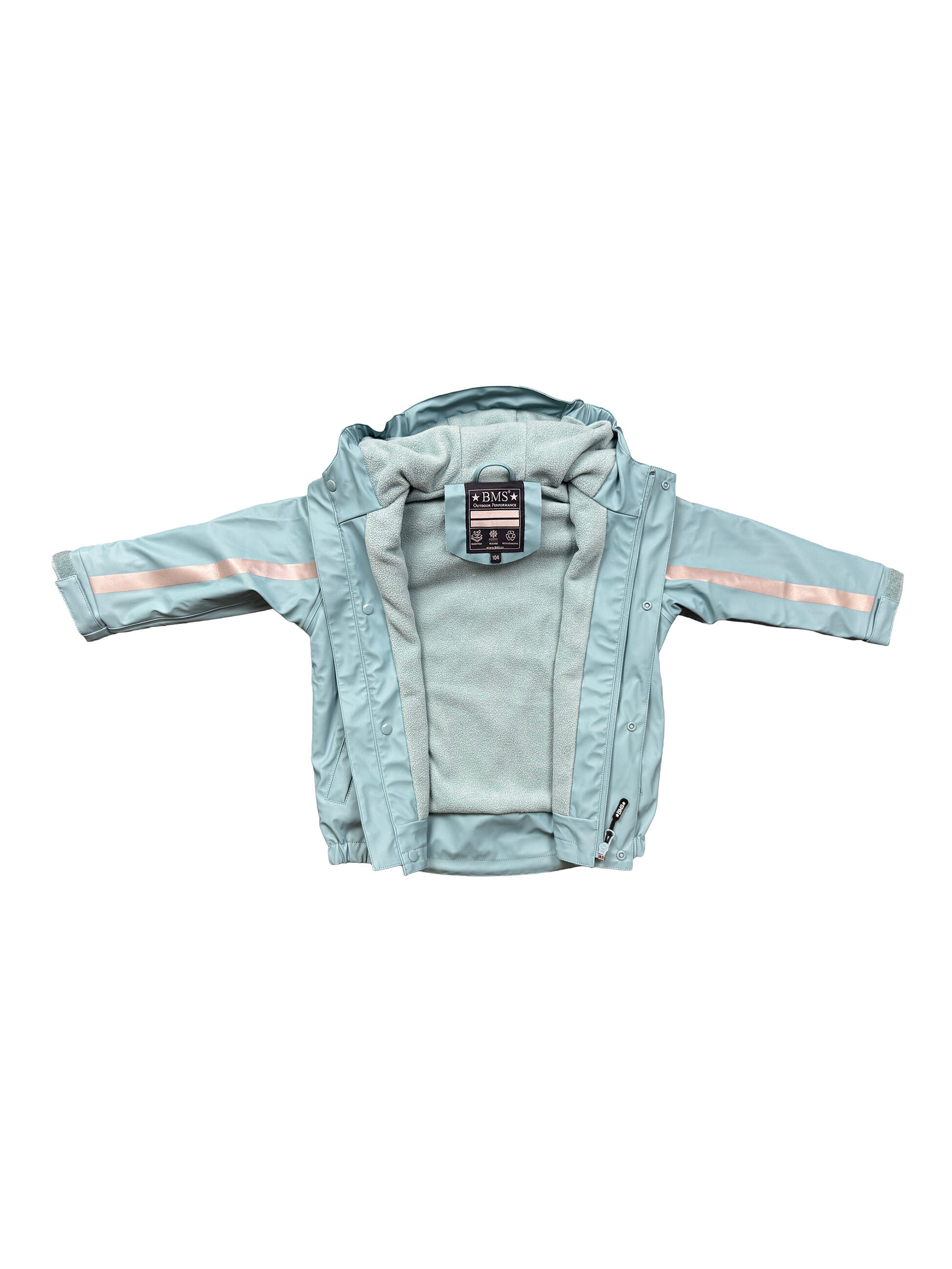 BMS gefütterte Regenjacke für Kinder mit Fleece 3/6