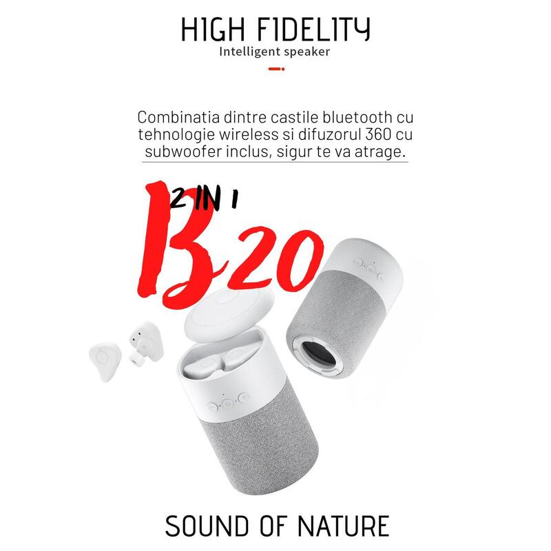 Casti Bluetooth 5.1 si Boxa portabila, Wireless, Handsfree, Touch