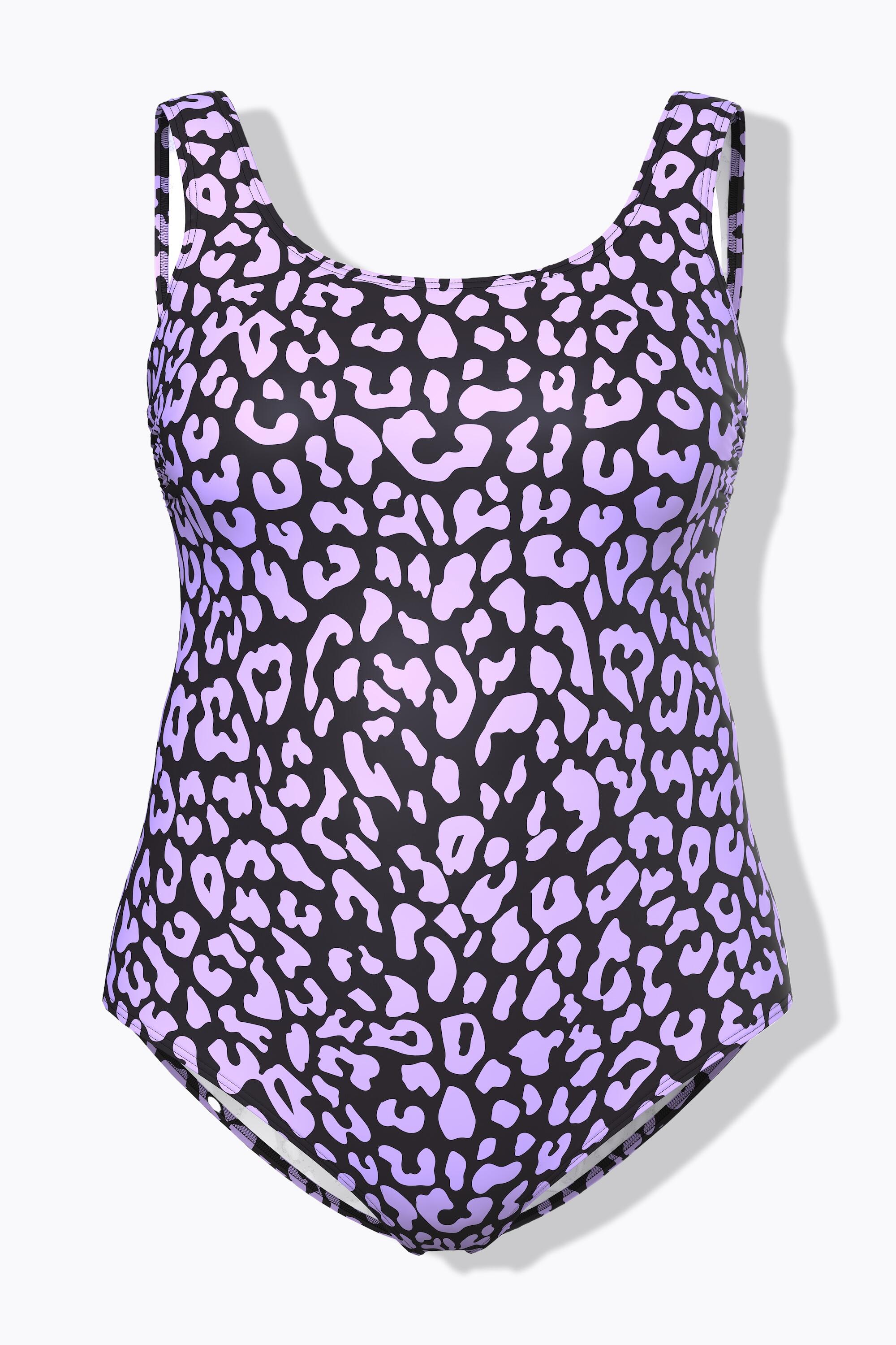 Femme Maillot de bain sans bonnets souples. Décolleté rond et motif léopard 7/7