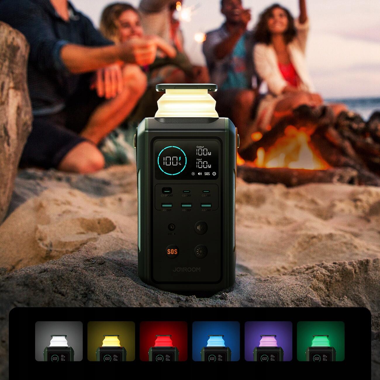 Joyroom powerbank 75000mah stacja ładowania 100w 3xusb-c 3xusb-a z latarką 4/7