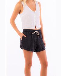 Short Femme en coton avec cordon de serrage léger et stylé Noir