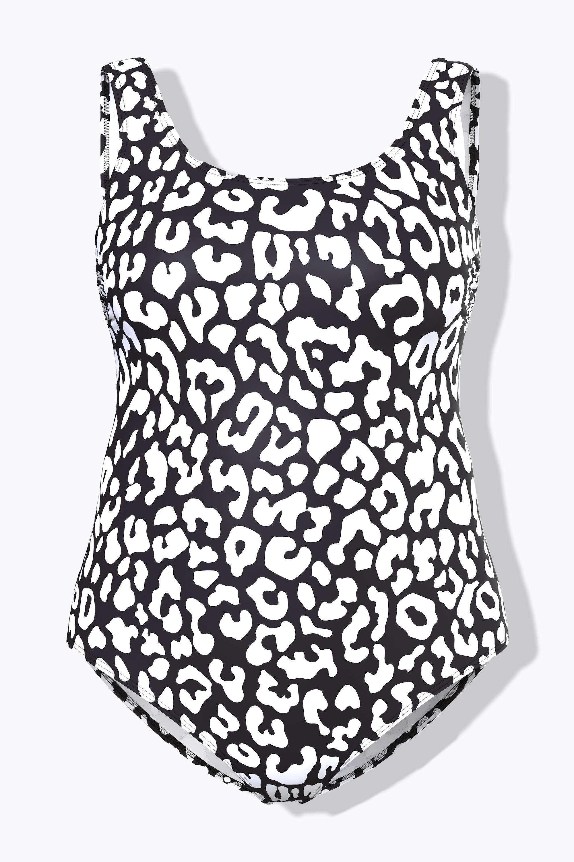 Femme Maillot de bain sans bonnets souples. Décolleté rond et motif léopard 5/6