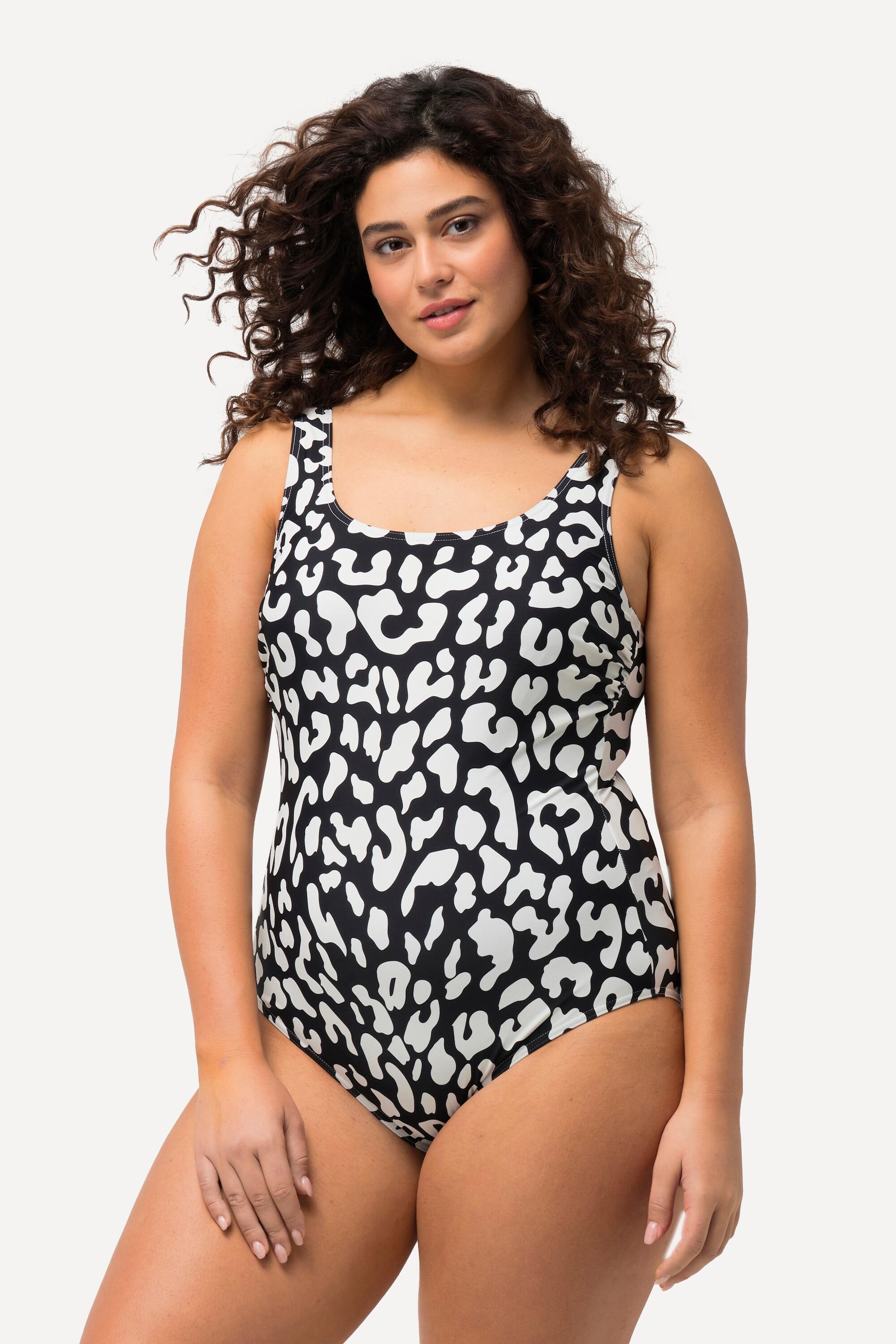 Femme Maillot de bain sans bonnets souples. Décolleté rond et motif léopard 4/6