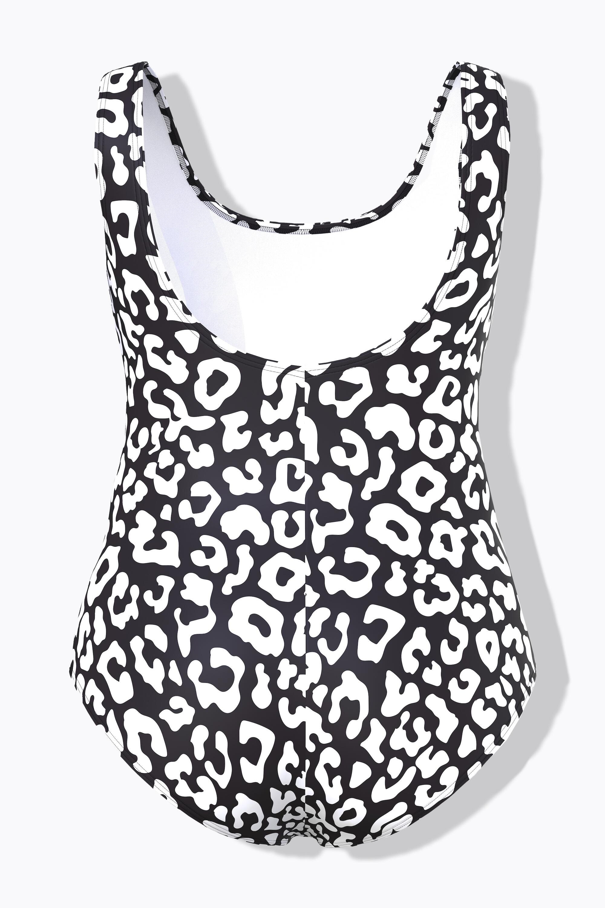 Femme Maillot de bain sans bonnets souples. Décolleté rond et motif léopard 6/6
