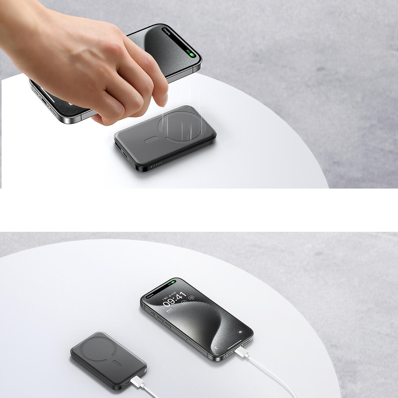 Powerbank Joyroom jr-w020 mini 5000mah usb-a usb-c indukcyjny 20W + kabel usb-c 5/7
