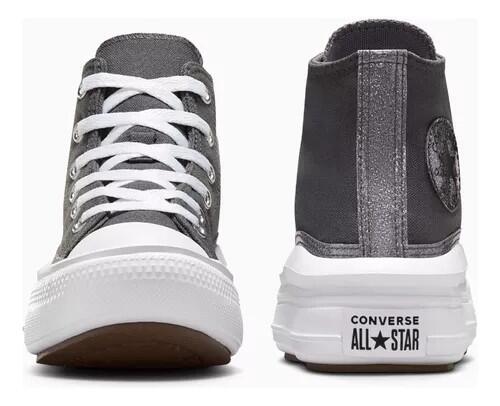 Scarpe bambina converse chuck taylor all star move glitter - nero 3/6