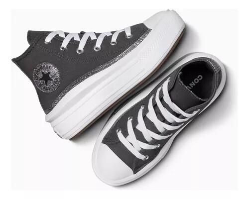 Scarpe bambina converse chuck taylor all star move glitter - nero 5/6