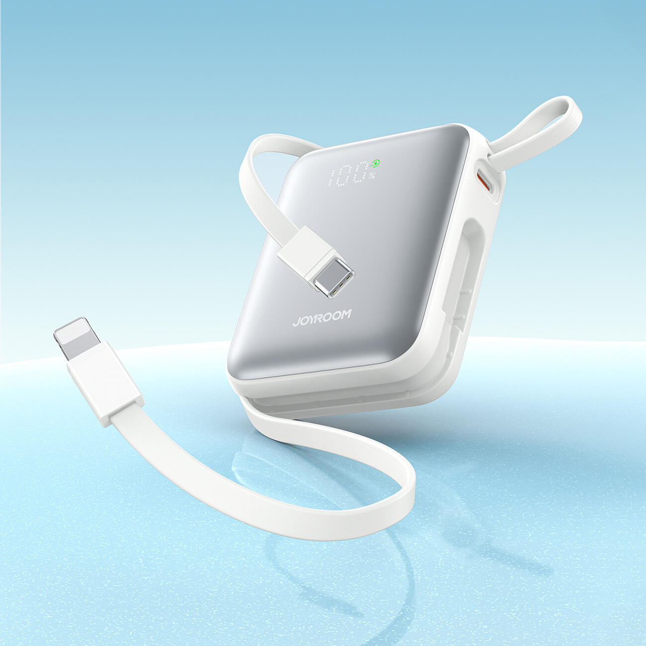 Powerbank joyroom 10000mah 22.5w z wbudowanymi kablami usb-c i lightning 4/7