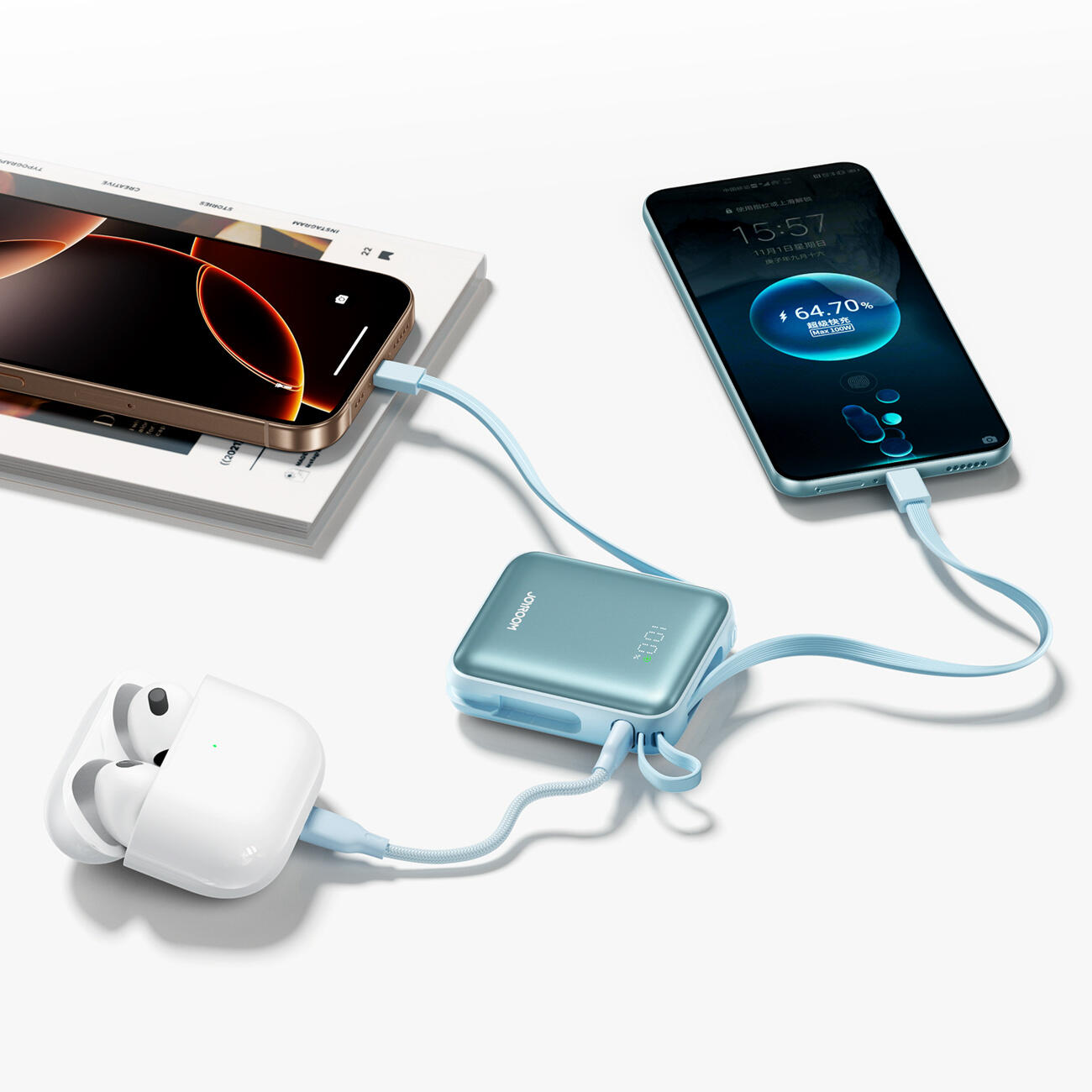 Powerbank Joyroom jr-pbf27 22,5w 10000mah z dwoma wbudowanymi kablami 5/7