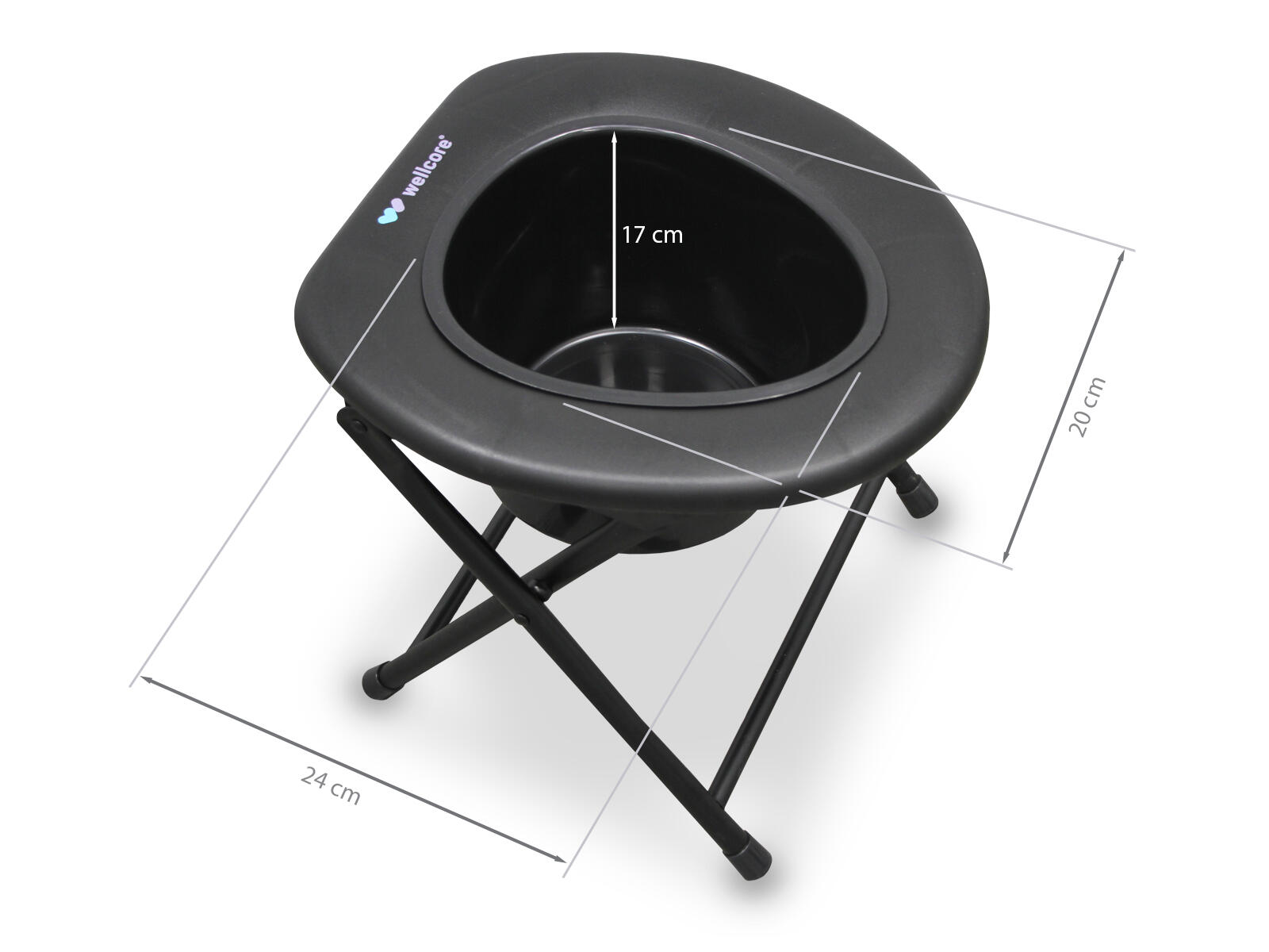WC Portátil Plegable WELLCORE con Cubo y Tapa para Camping y Viajes 3/5