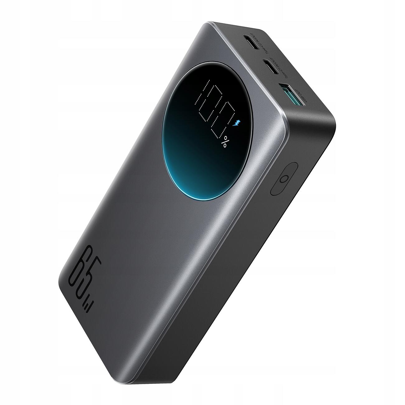 Mocny powerbank 65w 20000mah z ekranem led power bank usb-c + kabel 100w