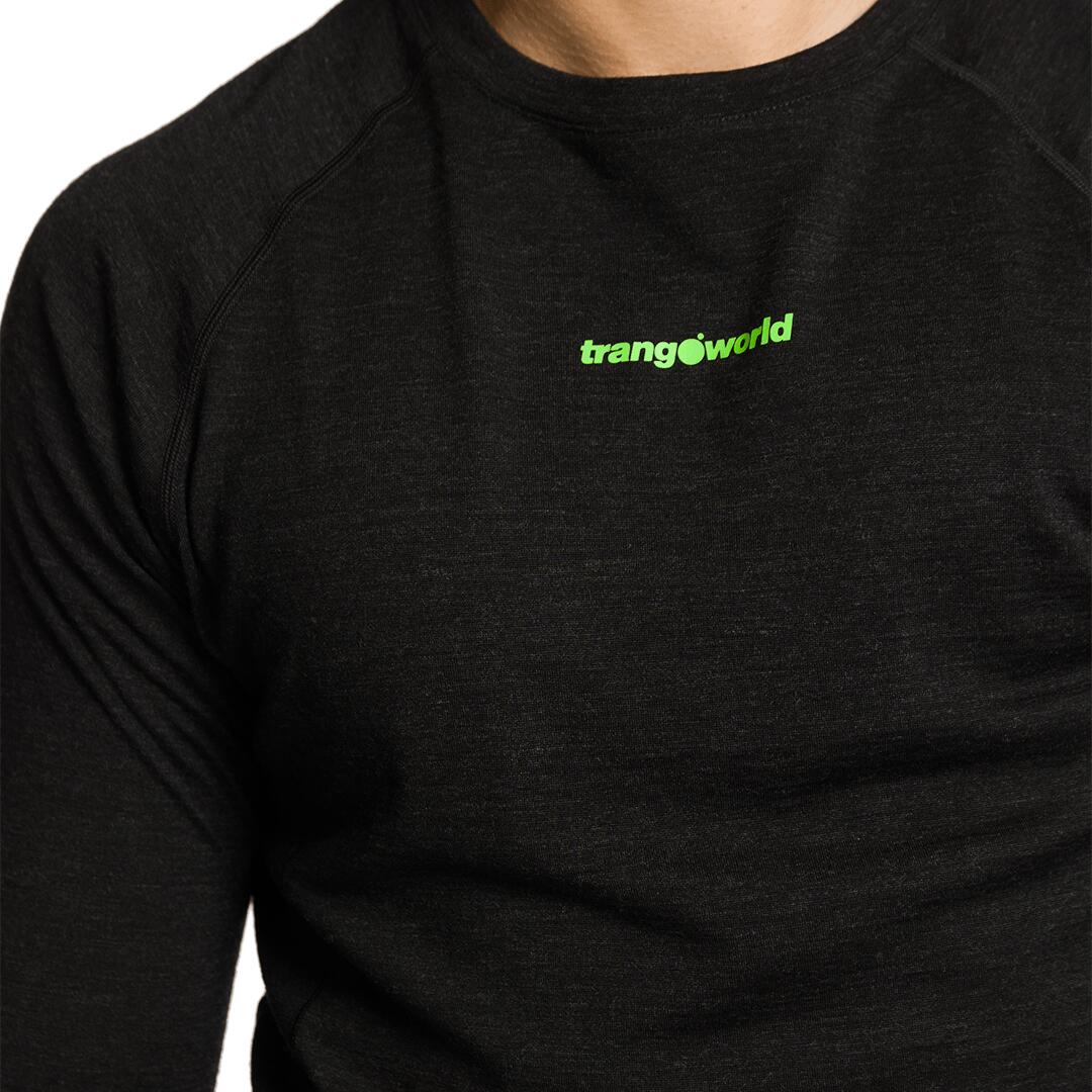 Camiseta térmica manga larga para Hombre Trangoworld Trx2 wool evo Negro 3/4