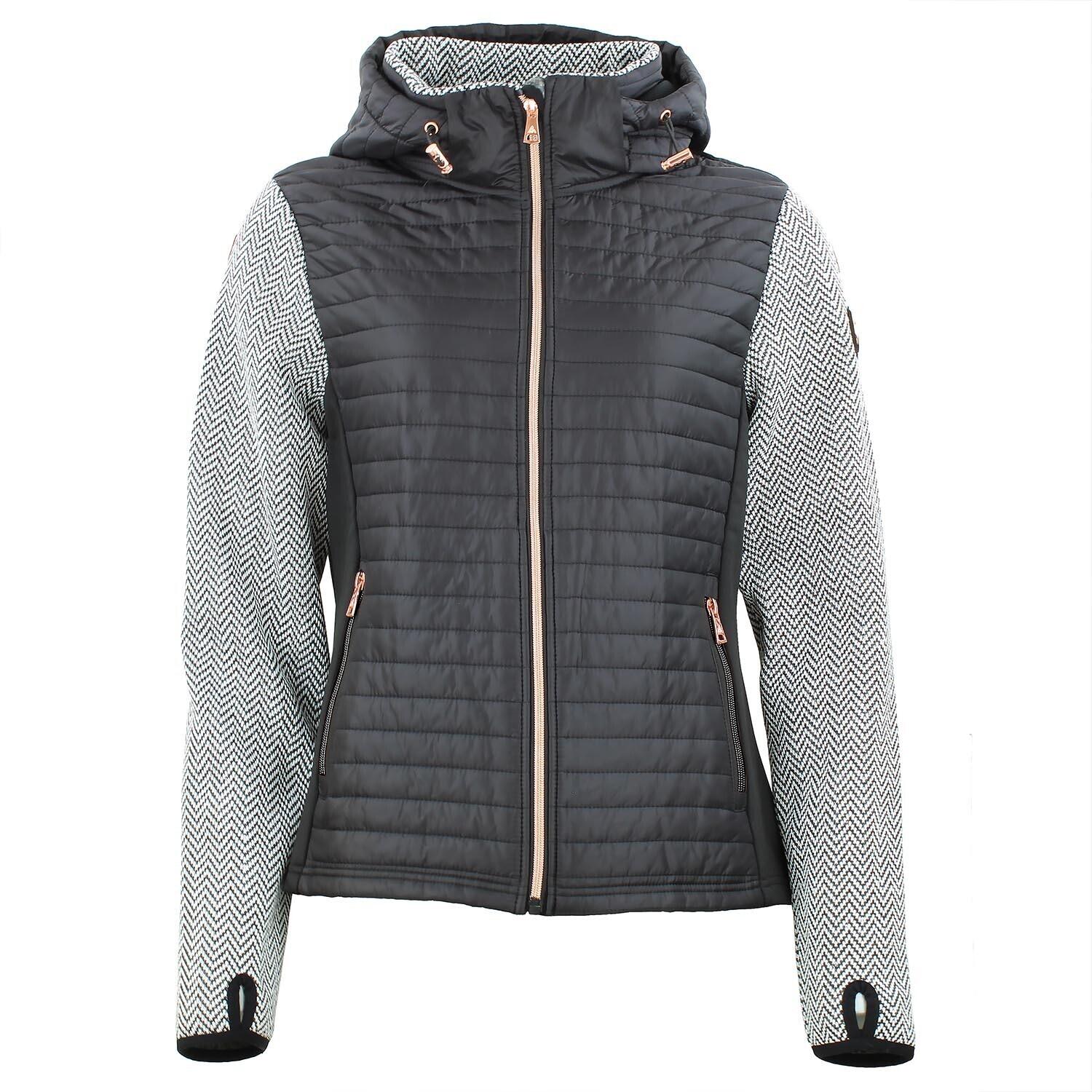 PEAK MOUNTAIN Women's zip-up hooded jacket in three materials Peak Mountain
