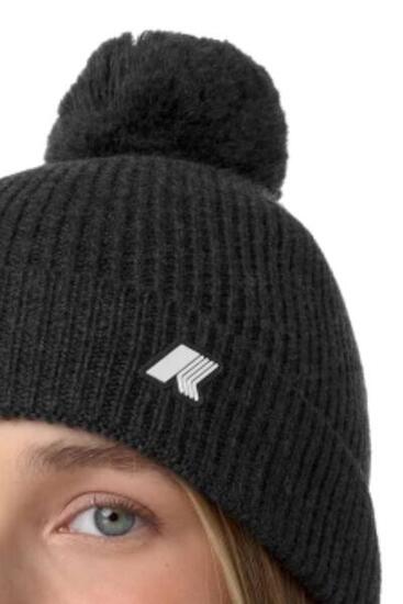 Cuffia unisex Vincienne Cardigan Stitch Wool con pom-pom