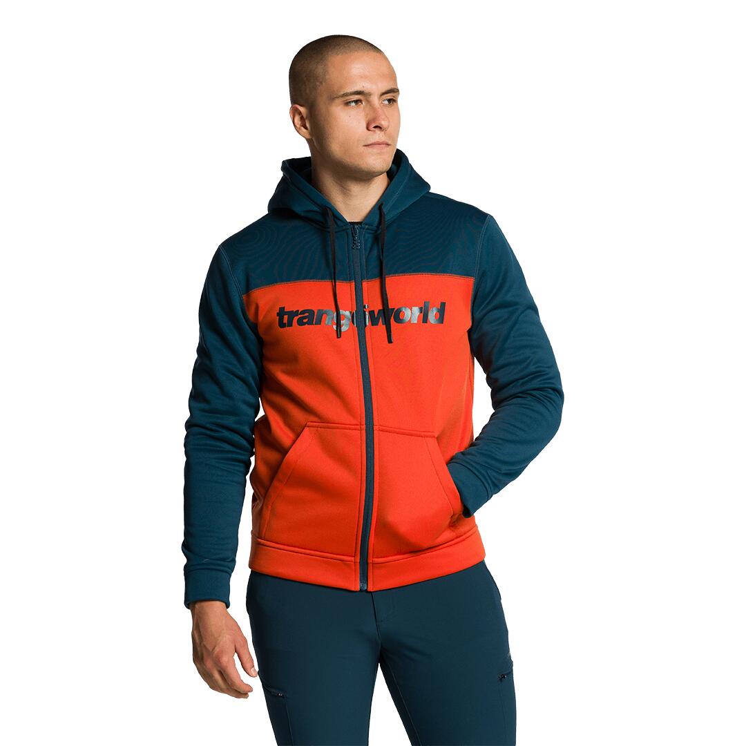 Sudadera con cremallera para Hombre Trangoworld Ripon v02 Naranja/Azul 2/5