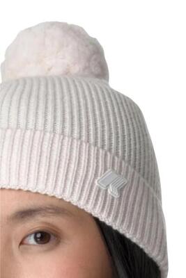 Cuffia unisex Vincienne Cardigan Stitch Wool con pom-pom