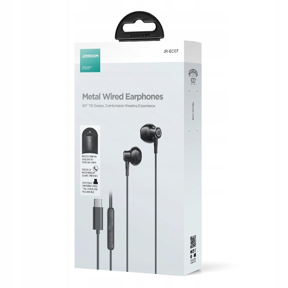 Słuchawki przewodowe douszne Joyroom czuły mikrofon elastyczny kabel usb-c 2/7