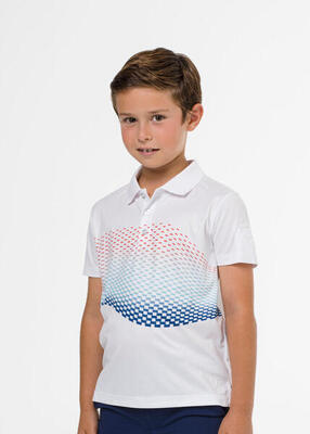 Weißes Golfpoloshirt mit geometrischem Muster für Jungen