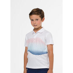 Polo de golf blanc à motif géométrique pour garçon