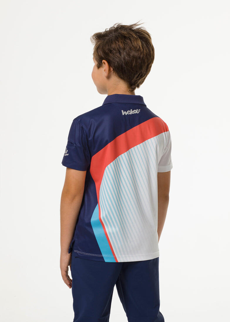 Polo da golf blu e corallo per bambino 3/5