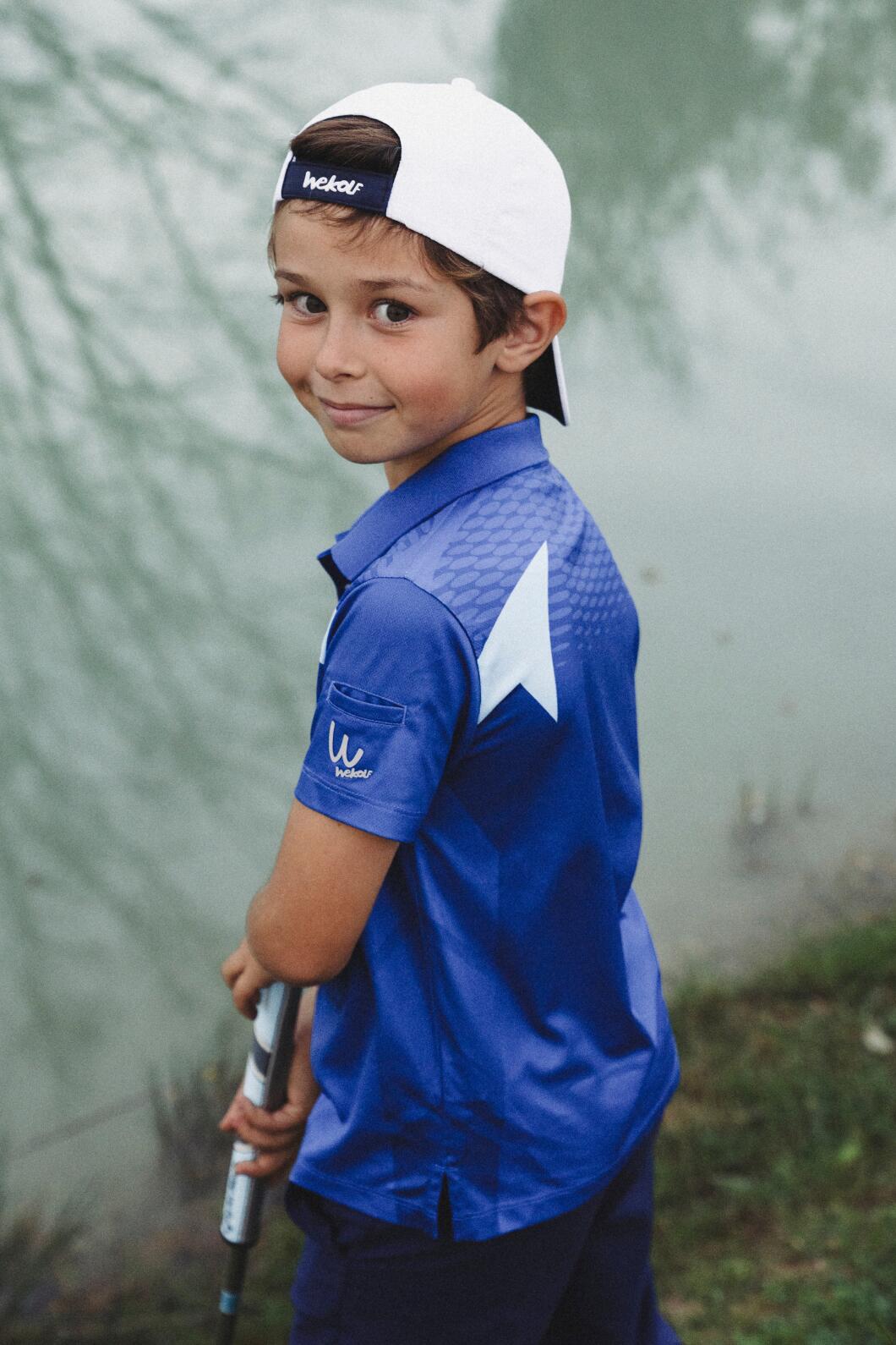 Blauwe golfpolo met lichtblauwe details voor jongens 5/5