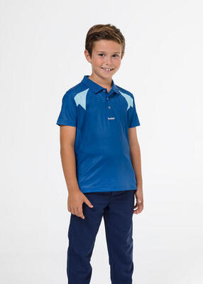 Blauer Golfpoloshirt mit hellblauen Details für Jungen