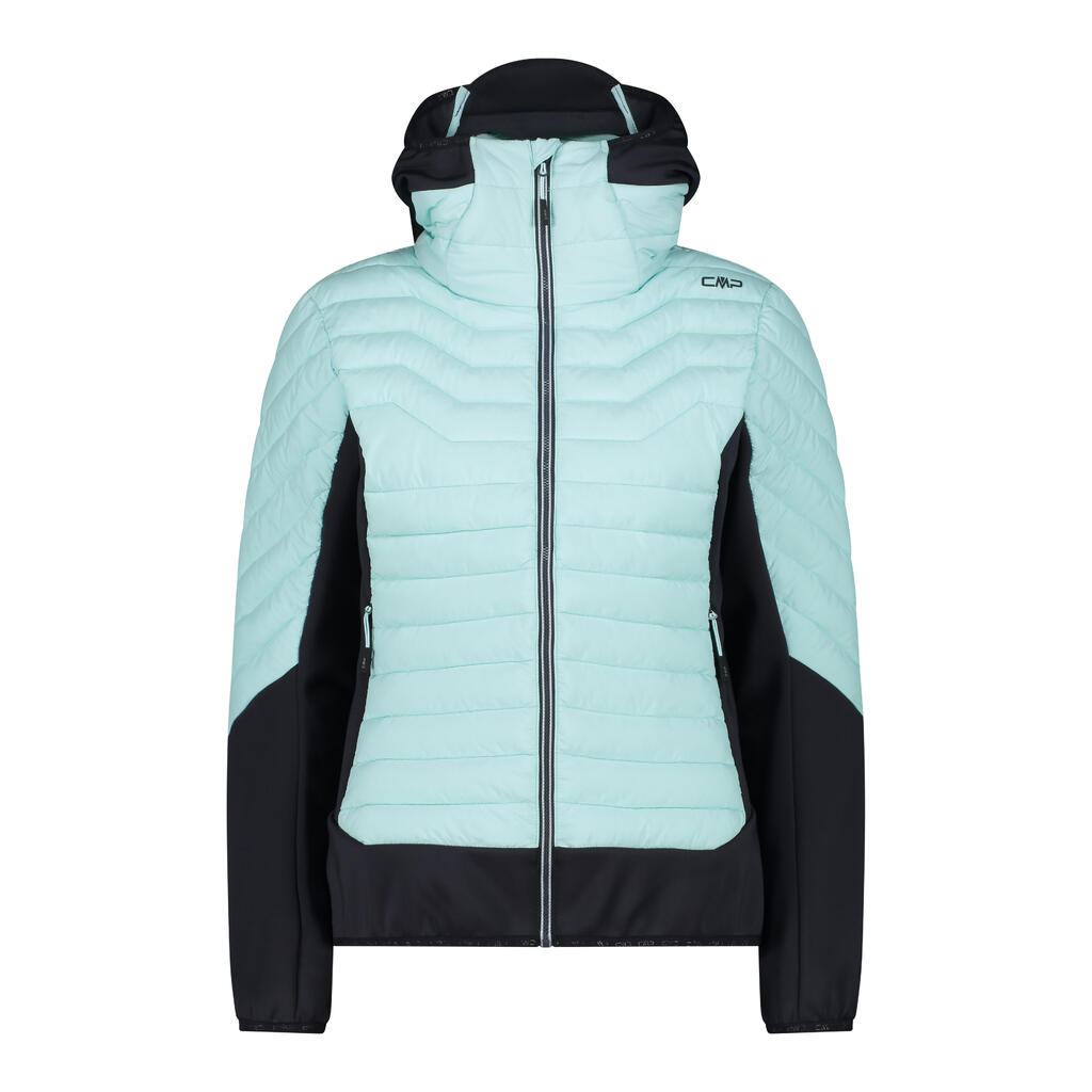 Hybrid puffer jacket with fixed hood for women CMP